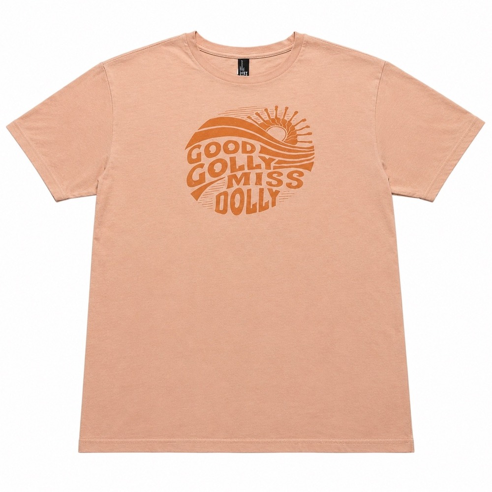 Dolly Parton Good Golly Miss Dolly Graphic T-Shirt Peach Short Sleeve